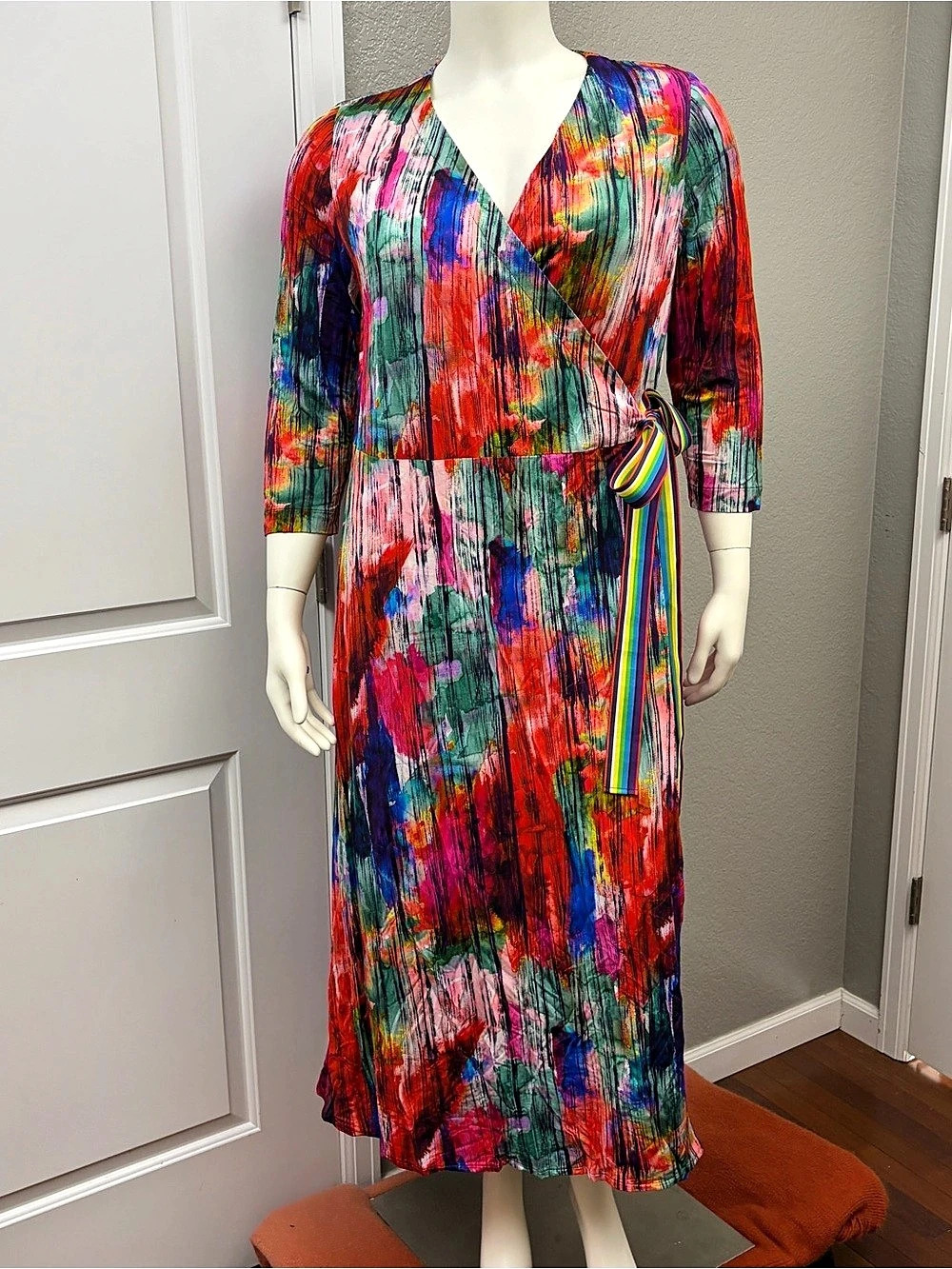 Marina Rinaldi Abstract Print Wrap Maxi Dress - Size 20